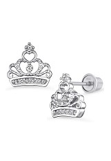 good-looking princess crown silver stud baby earrings